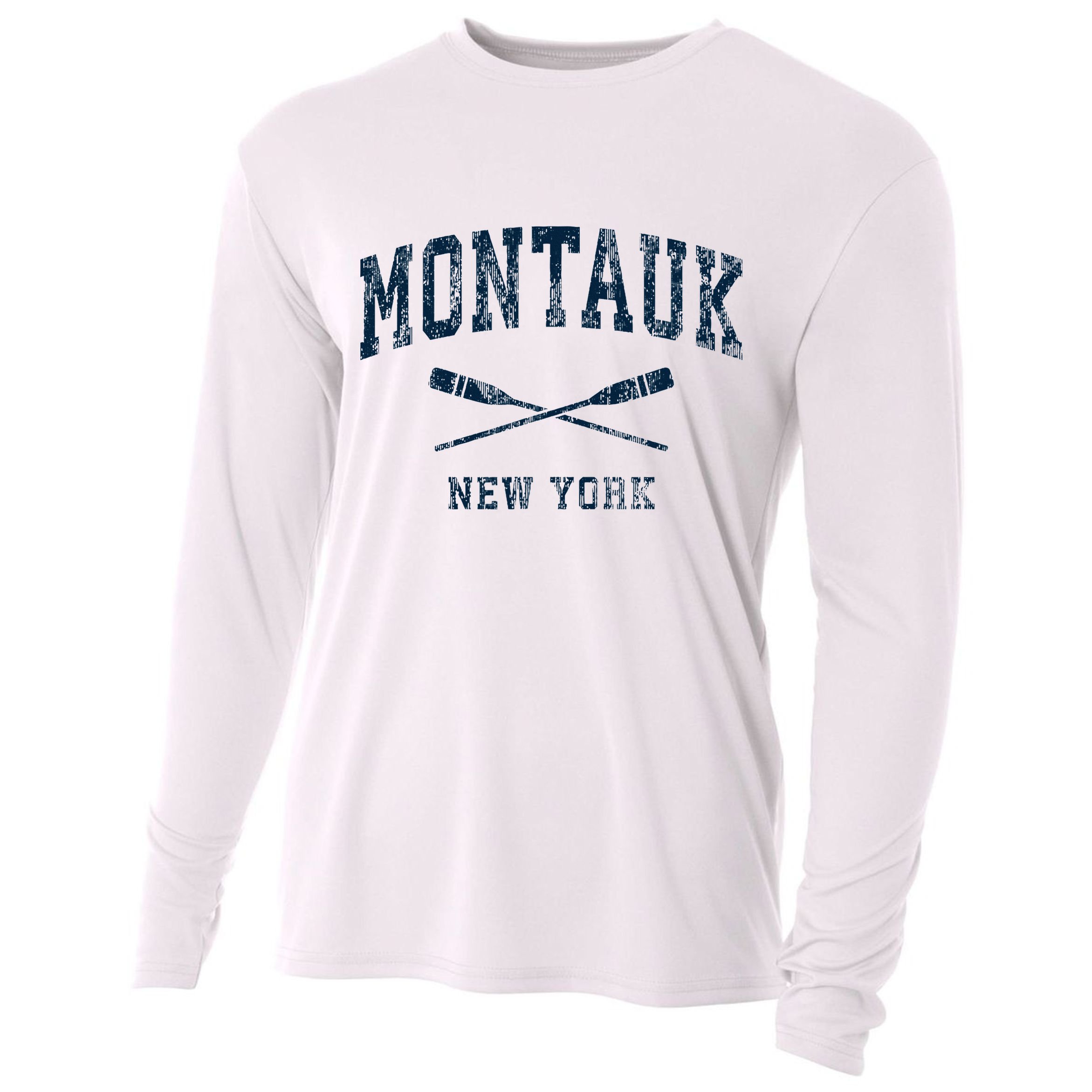Montauk New York Vintage Nautical Paddles Sports Oars Cooling Performance Long Sleeve Crew