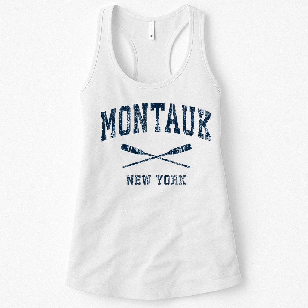 Montauk New York Vintage Nautical Paddles Sports Oars Womens Tank Top