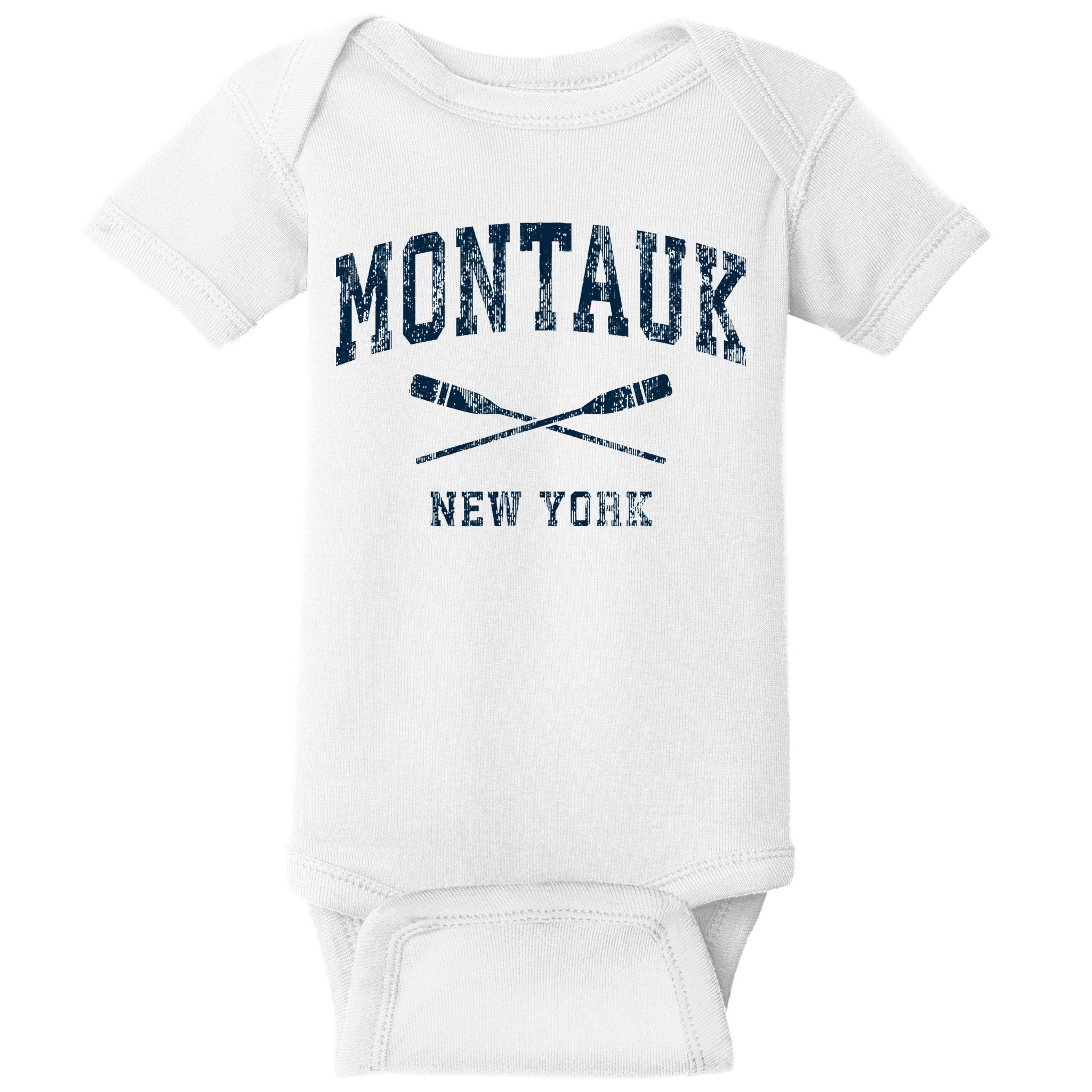 Montauk New York Vintage Nautical Paddles Sports Oars Baby Bodysuit