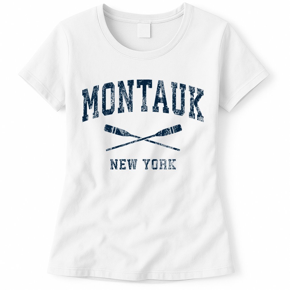 Montauk New York Vintage Nautical Paddles Sports Oars Womens T-Shirt