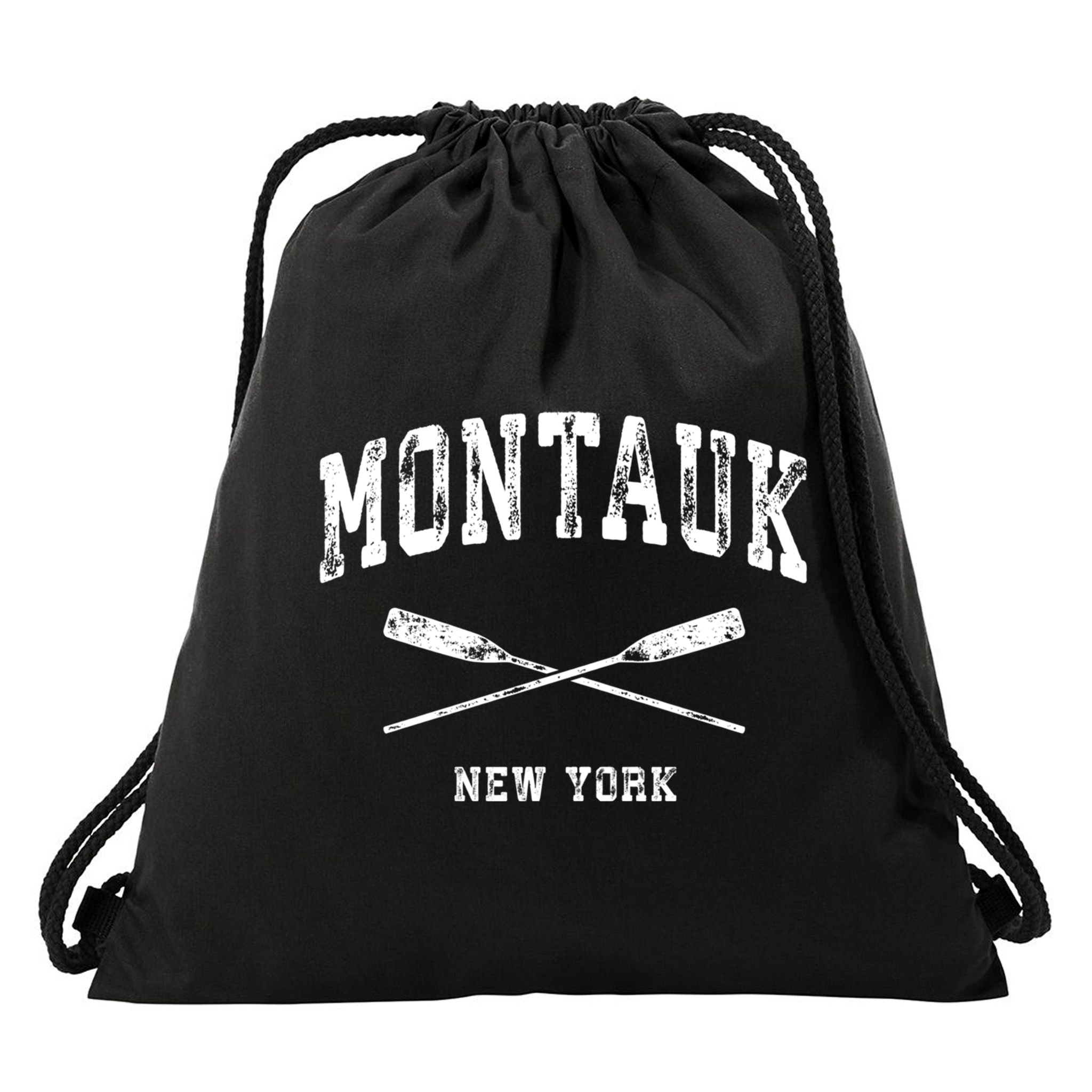 Montauk New York Vintage Nautical Crossed Oars Cute Gift Drawstring Bag
