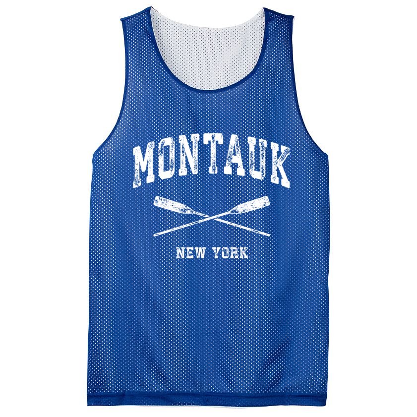 Montauk New York Vintage Nautical Crossed Oars Cute Gift Mesh Reversible Basketball Jersey Tank