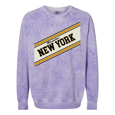 Manhattan New York Varsity Logo Colorblast Crewneck Sweatshirt