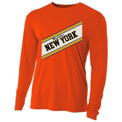 Manhattan New York Varsity Logo Cooling Performance Long Sleeve Crew