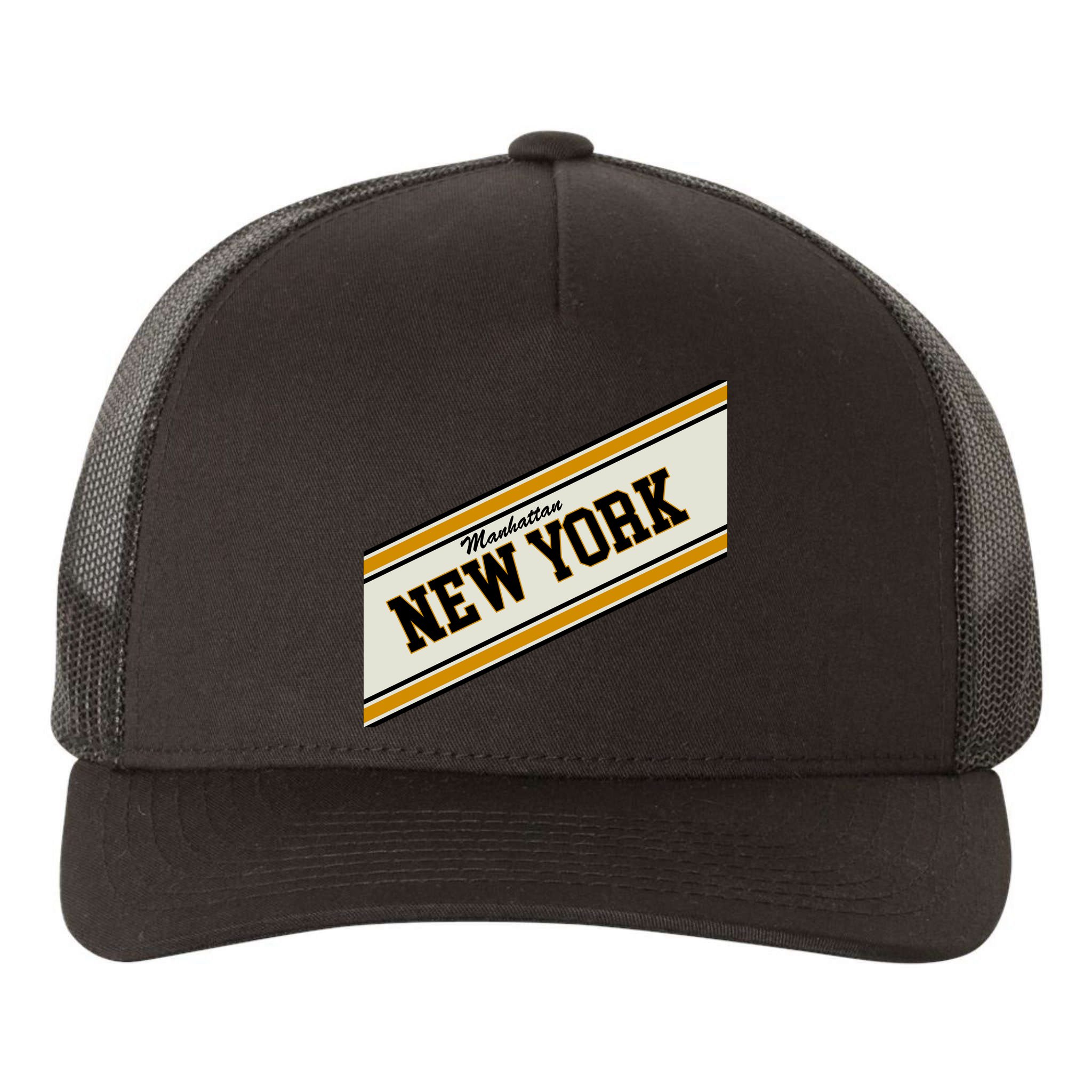 Manhattan New York Varsity Logo Yupoong Adult 5-Panel Trucker Hat
