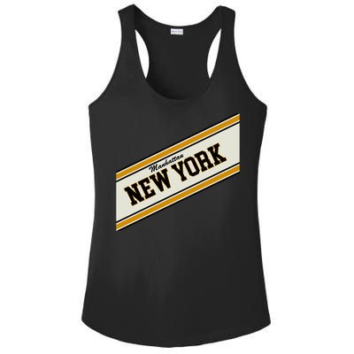 Manhattan New York Varsity Logo Ladies PosiCharge Competitor Racerback Tank