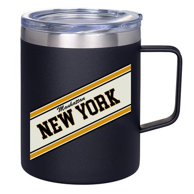 Manhattan New York Varsity Logo 12oz Stainless Steel Coffee Mug