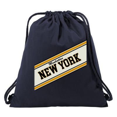 Manhattan New York Varsity Logo Drawstring Bag