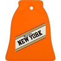 Manhattan New York Varsity Logo Ceramic Bell Ornament