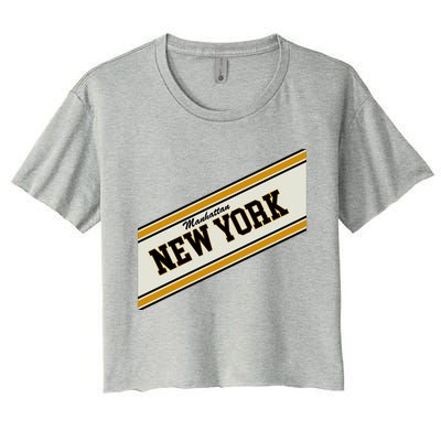 Manhattan New York Varsity Logo Women's Crop Top Tee