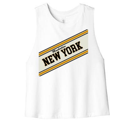 Manhattan New York Varsity Logo Women's Racerback Cropped Tank