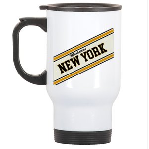 Manhattan New York Varsity Logo Stainless Steel Travel Mug