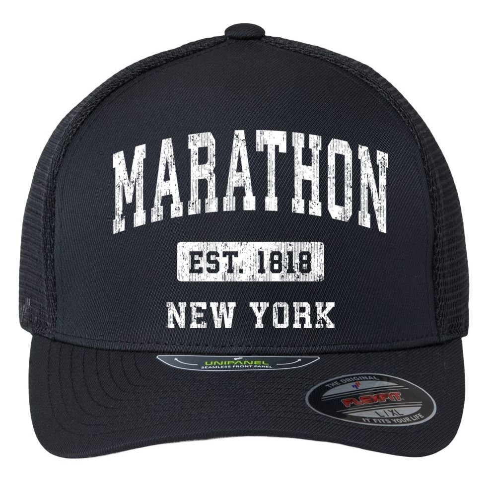 Marathon New York Ny Vintage Athletic Sports Flexfit Unipanel Trucker Cap