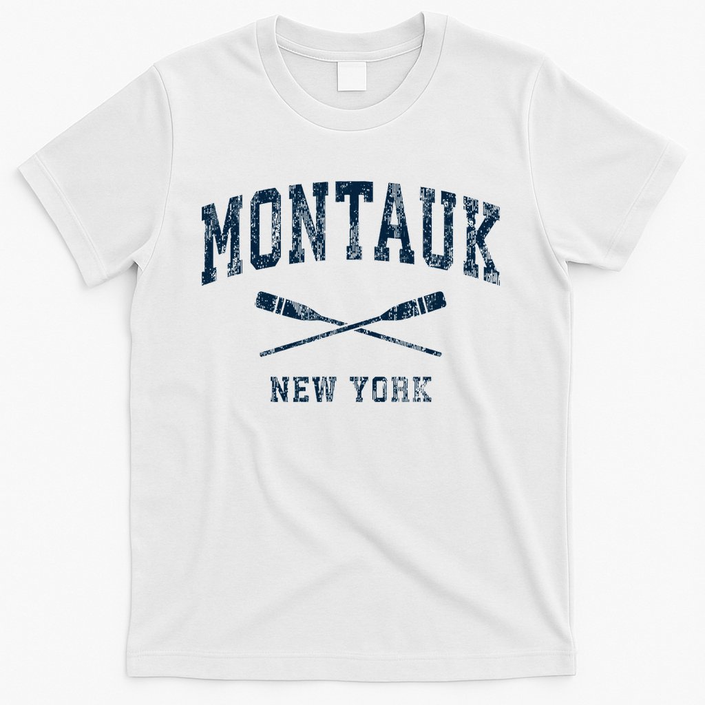 Montauk New York Vintage Nautical Paddles Sports Oars T-Shirt