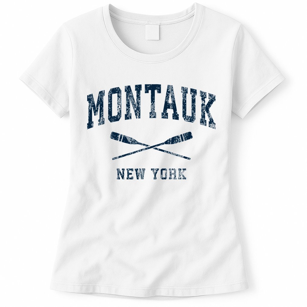 Montauk New York Vintage Nautical Paddles Sports Oars Womens T-Shirt
