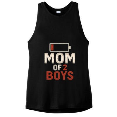 Mom of 2 Boys Ladies PosiCharge Tri-Blend Wicking Tank