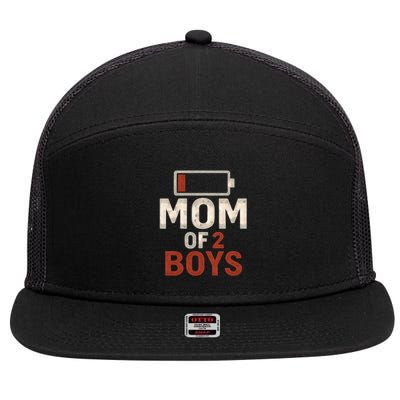 Mom of 2 Boys 7 Panel Mesh Trucker Snapback Hat