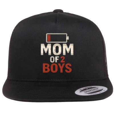 Mom of 2 Boys Flat Bill Trucker Hat