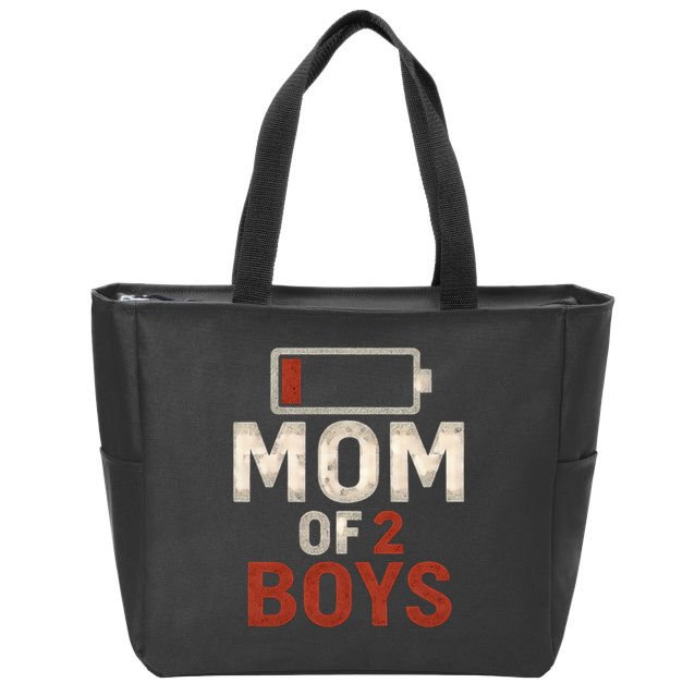 Mom of 2 Boys Zip Tote Bag