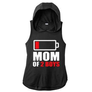 Mom of 2Boys Funny Parent Battery Low Ladies PosiCharge Tri-Blend Wicking Draft Hoodie Tank