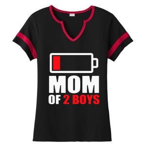 Mom of 2Boys Funny Parent Battery Low Ladies Halftime Notch Neck Tee