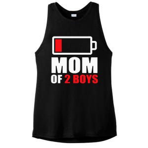 Mom of 2Boys Funny Parent Battery Low Ladies PosiCharge Tri-Blend Wicking Tank