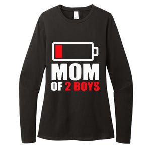 Mom of 2Boys Funny Parent Battery Low Womens CVC Long Sleeve Shirt