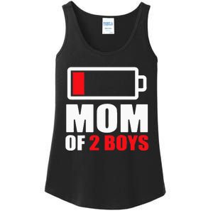 Mom of 2Boys Funny Parent Battery Low Ladies Essential Tank