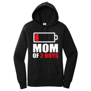 Mom of 2Boys Funny Parent Battery Low Women's Pullover Hoodie