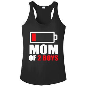 Mom of 2Boys Funny Parent Battery Low Ladies PosiCharge Competitor Racerback Tank