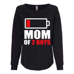 Mom of 2Boys Funny Parent Battery Low Womens California Wash Sweatshirt