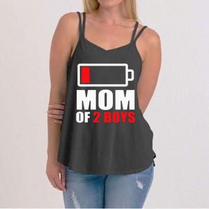 Mom of 2Boys Funny Parent Battery Low Women's Strappy Tank