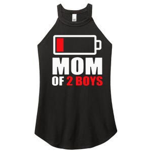 Mom of 2Boys Funny Parent Battery Low Women's Perfect Tri Rocker Tank