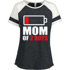 Mom of 2Boys Funny Parent Battery Low Enza Ladies Jersey Colorblock Tee