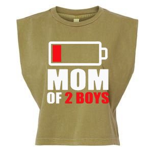 Mom of 2Boys Funny Parent Battery Low Garment-Dyed Women's Muscle Tee