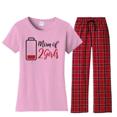 Mom Of 2 Girls Low Battery Women's Flannel Pajama Set