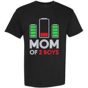 Mom Of 2 Boyys Low Battery Son Mothers Day Birthday Women Garment-Dyed Heavyweight T-Shirt