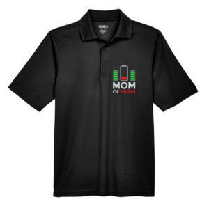 Mom Of 2 Boyys Low Battery Son Mothers Day Birthday Women Men's Origin Performance Pique Polo