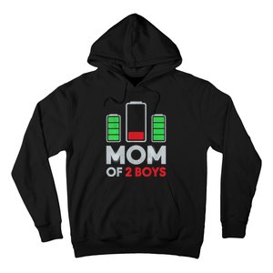 Mom Of 2 Boyys Low Battery Son Mothers Day Birthday Women Hoodie