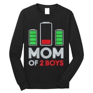 Mom Of 2 Boyys Low Battery Son Mothers Day Birthday Women Long Sleeve Shirt