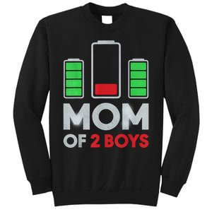 Mom Of 2 Boyys Low Battery Son Mothers Day Birthday Women Sweatshirt