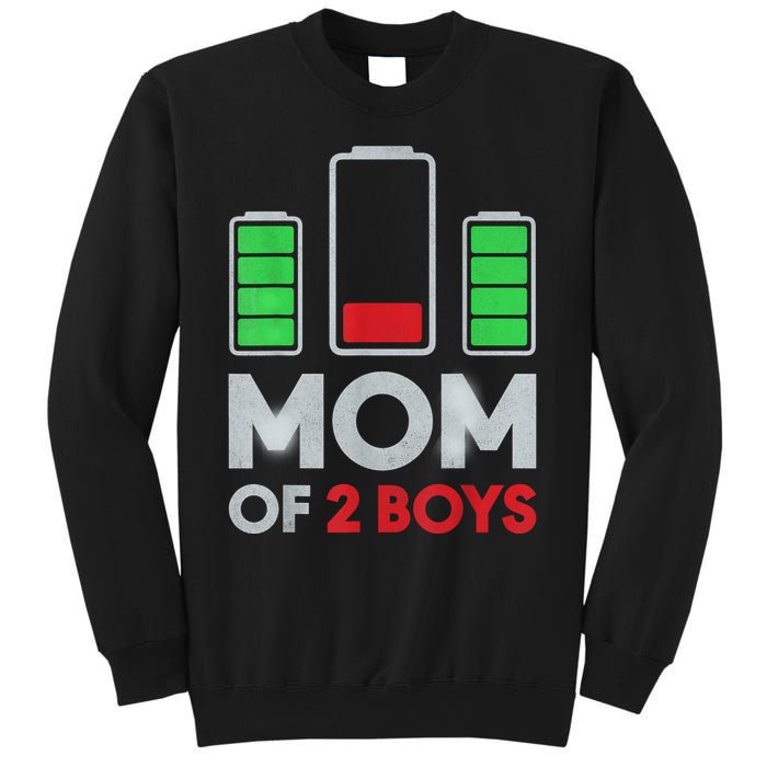 Mom Of 2 Boyys Low Battery Son Mothers Day Birthday Women Sweatshirt