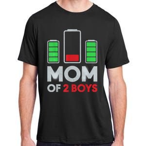 Mom Of 2 Boyys Low Battery Son Mothers Day Birthday Women Adult ChromaSoft Performance T-Shirt