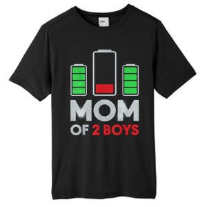 Mom Of 2 Boyys Low Battery Son Mothers Day Birthday Women Tall Fusion ChromaSoft Performance T-Shirt