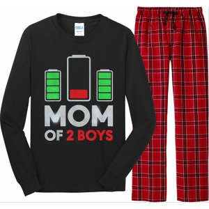 Mom Of 2 Boyys Low Battery Son Mothers Day Birthday Women Long Sleeve Pajama Set