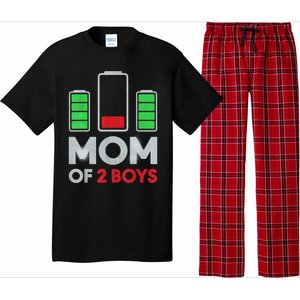 Mom Of 2 Boyys Low Battery Son Mothers Day Birthday Women Pajama Set