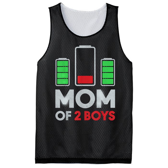 Mom Of 2 Boyys Low Battery Son Mothers Day Birthday Women Mesh Reversible Basketball Jersey Tank