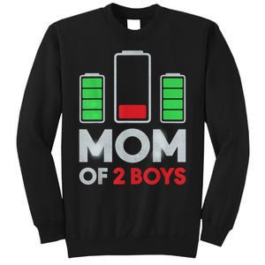 Mom Of 2 Boyys Low Battery Son Mothers Day Birthday Women Tall Sweatshirt