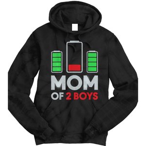 Mom Of 2 Boyys Low Battery Son Mothers Day Birthday Women Tie Dye Hoodie