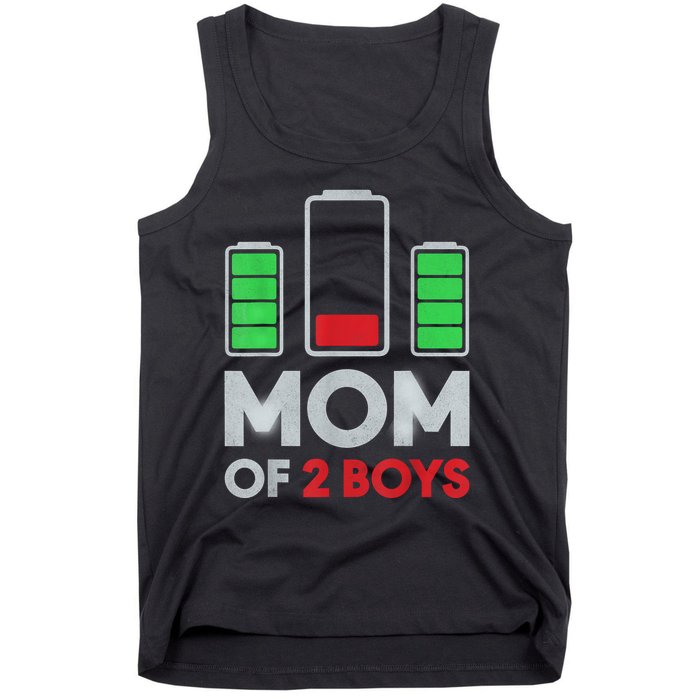 Mom Of 2 Boyys Low Battery Son Mothers Day Birthday Women Tank Top